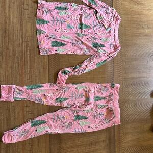 Little Sleepies Pink ChristmadTree Print Pajama Set